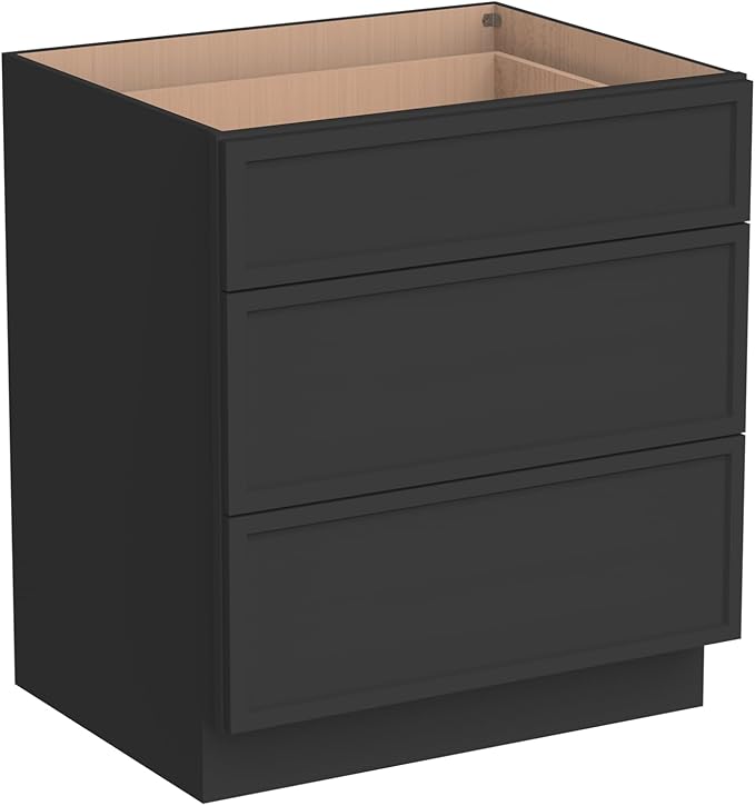 Newtown 3-Drawer Solid Wood Cabinet Premium Storage Organizer for Kitchen,Office Files, Essentials, and Mor Versatile and Stylish Drawer Cabinet for Home (NT-Charcoal Black, 21"W x 24"D x 34.5"H)