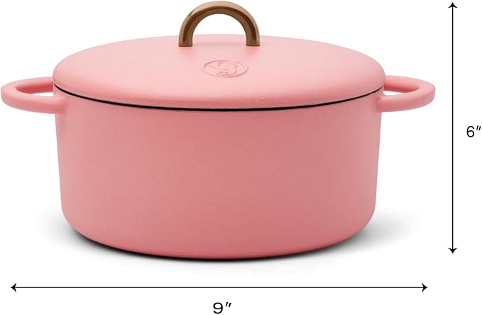 Great Jones Dutch Baby Dutch Oven with Lid (Taffy, 3.5-Quart) | Enameled Cast Iron, Round Shape | Safe for Stovetops & Ovens up to 500째F | Space-Saving & Dishwasher-Friendly | Small-Batch Cooking