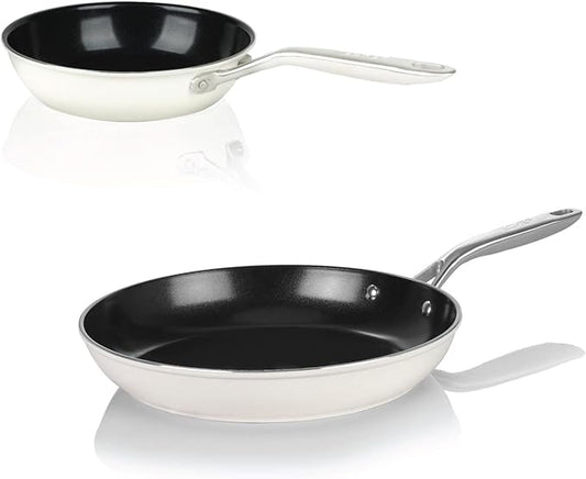 TeChef ValenCera Collection | Ceramic Nonstick Frying Pan Skillet Set, Nontoxic - Nontoxic - Free of PFAS, PFOA, PTFE (Frying Pan/Skillet Set, 8" and 12")