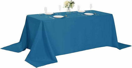 Cupuamon Rectangle Tablecloth 90x132 inch Washable Polyester Fabric Table Cloth for Wedding Party Dining Banquet Decoration（90x132, Mediterranean Blue）