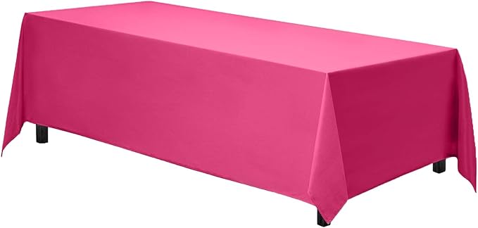 Gee Di Moda Rectangle Tablecloth - 70 x 120 Inch Fuchsia Table Cloth for 6 or 8 Foot Rectangle Tables - Heavy Duty Washable Fabric - for Holiday Party, Dinner, Weddings, Baby Shower & Events