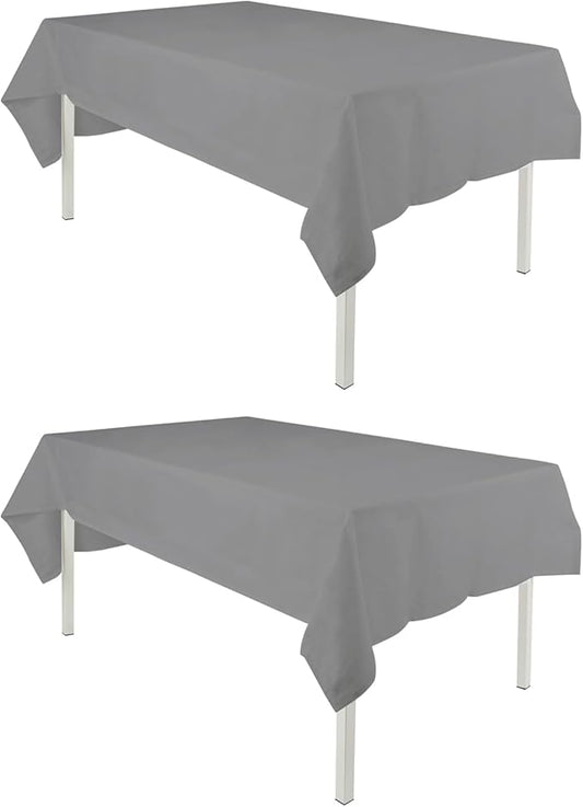 TWINPRET Rectangle Tablecloth 60 x 102 Inch, Grey Waterproof Washable Polyester Table Cloth - Stain & Oil Resistant Rectangular Table Cover for Banquet & Party (Fits 6 Foot Tables) [2 Pack]