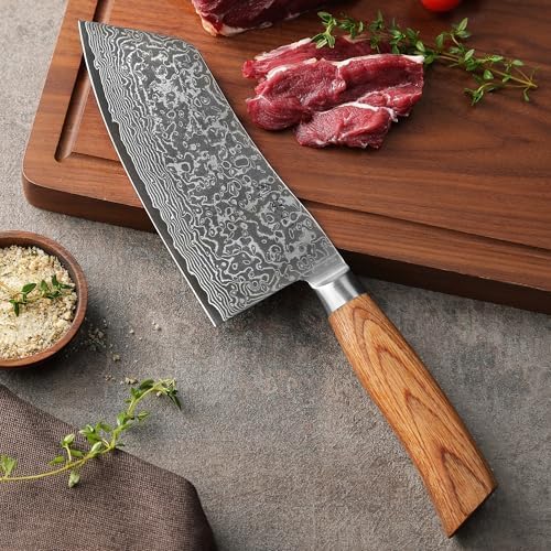 Wakoli EDIB Pro Cai Dao Knife ??Japanese Style Chef Knife | 7-Inch Genuine Damascus Steel Blade with VG10 Core | Ergonomic Pakkawood Handle | Professional Kitchen Tool in Gift Box