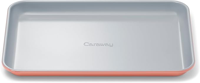 Caraway Nonstick Ceramic Small Baking Sheet (9x13?? ??Non-Toxic, PTFE & PFOA Free ??Oven Safe ??Aluminized Steel Core ??Mini Sheet Pan for Baking, Roasting & More - Perracotta