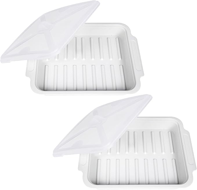 MMUGOOLER 2 Pack Microwave Easy Bacon Maker/Cooker with Lid, Safety, Quick and with No Mess, 11.3??L x 9.0" W x 2.4" H- White
