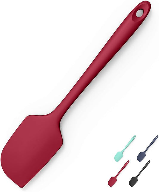 600째F Heat Resistant Silicone Spatula, Doosu High Temp Flexible Kitchen Rubber Bowl Scrapers Food Grade Seamless Baking Supplies Scratch-Proof for Scraping Non-Stick Pans (Red, 11.4in)