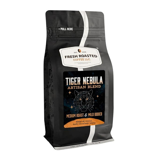 Fresh Roasted Coffee, Tiger Nebula, 12 oz, Medium Roast, Kosher, Whole Bean