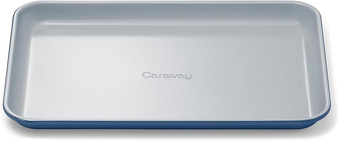 Caraway Nonstick Ceramic Small Baking Sheet (9x13?? ??Non-Toxic, PTFE & PFOA Free ??Oven Safe ??Aluminized Steel Core ??Mini Sheet Pan for Baking, Roasting & More - Navy