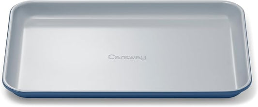 Caraway Nonstick Ceramic Small Baking Sheet (9x13?? ??Non-Toxic, PTFE & PFOA Free ??Oven Safe ??Aluminized Steel Core ??Mini Sheet Pan for Baking, Roasting & More - Navy