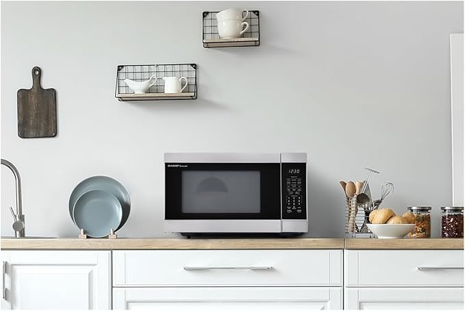 SHARP Countertop Microwave Oven with Removable 13.6" Carousel Turntable, 1100 Watt, 1.6 Cubic Feet, Stainless Steel