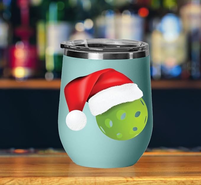 Pickleball Wine Tumbler, Pickleball Gift, 12oz Stainless Steel Wine Tumbler, Gifts For Him, For Her, For Boys, For Girls, Birthday, Christmas Gift idea (Teal)