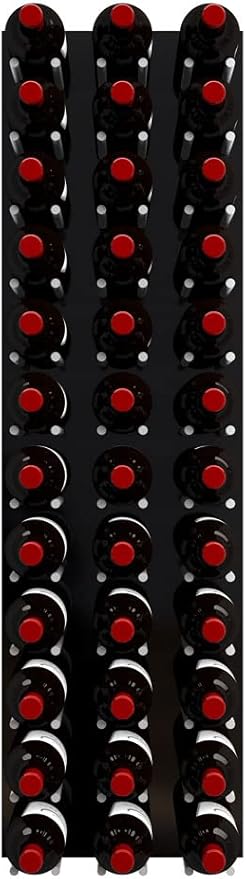 Fusion Wine Wall Cork-Out (4 Foot, Black Acrylic, Satin Aluminum Peg, Stores 36 Bottles) ??Modular Wine Rack for Easy Install in Home Bar or Wine Cellar