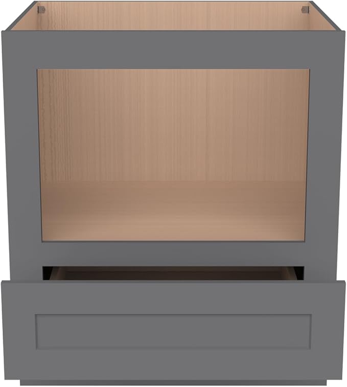 Microwave Base Cabinet ??Solid Wood Shaker Style Kitchen Storage Base Unit with Drawer & Soft-Close Doors, RTA Pantry Cupboard for Dining Room, Coffee Bar 30" W x 24" D x 34 1/2" H (Pebble Gray)