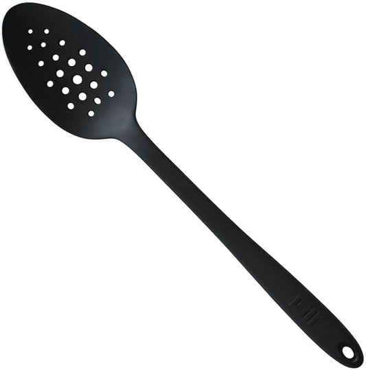 GIR: Get It Right Silicone Slotted Spoon - 13.5" Black Unibody - Perforated Strainer & Skimmer - Heat Resistant to 425째F - Dishwasher-Friendly - Easy-Clean Cooking Spoons for Nonstick Cookware