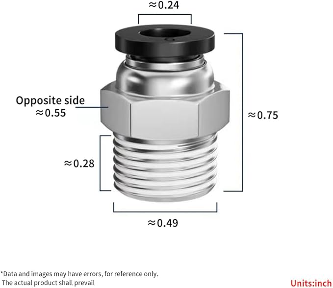 Pneumatic Black Push Connect Fittings 1/4 Inch Tube OD x 1/4 Inch NPT Air Push Connect Tools Pneumatic Hose Fittings(Pack of 5)