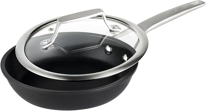 MsMk 7 inch Small Nonstick Frying Pan with Lid, Non stick Egg Omelet Skillet, PFAS & PFOA Free Non-Toxic, Induction Skillet, Oven Safe to 700째F Pan for Cooking, Dishwasher Safe