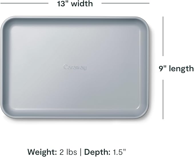 Caraway Nonstick Ceramic Small Baking Sheet (9x13?? ??Non-Toxic, PTFE & PFOA Free ??Oven Safe ??Aluminized Steel Core ??Mini Sheet Pan for Baking, Roasting & More - Black