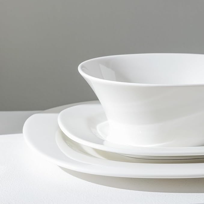 Stone Lain Quadro 12-Piece Dinnerware Set Porcelain, White