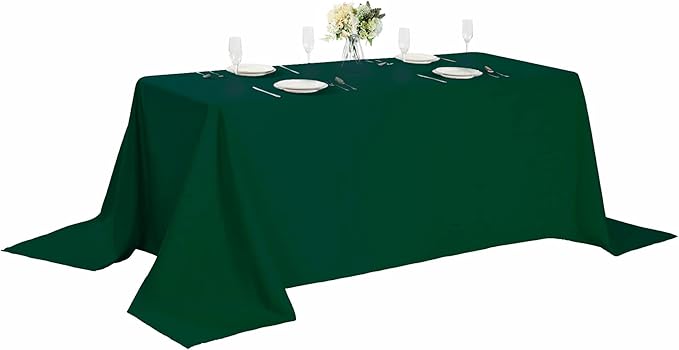 Cupuamon Rectangle Tablecloth 90x156 inch Washable Polyester Fabric Table Cloth for Wedding Party Dining Banquet Decoration（90x156, Hunter）