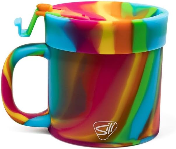 Silipint 16oz Silicone Coffee Mug Tumbler with Flip Lid ??Unbreakable Dishwasher Safe Microwave Oven & Freezer Compatible ??Non-Toxic Reusable Cup for Hot Coffee Tea or Cold Drinks (Hippie Hops)