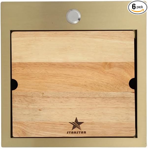 STARSTAR Workstation Ledge Top Mount/Drop-in Gold 304 Matte Stainless Steel Single Bowl For Kitchen,Yard, Office, Bar, Laundry Sink (15 x 15 x 9)