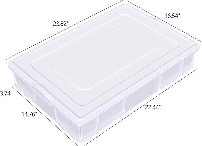 4 Packs Plastic Stackable Pizza Dough Proofing Box, Pizza Dough Tray with Lid, White