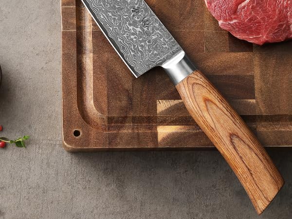 Wakoli EDIB Pro Damascus Santoku Knife ??Japanese Style Kitchen Knife | 6.3-Inch Genuine Damascus Steel Blade with VG10 Core | Ergonomic Pakkawood Handle | High Cutting Performance