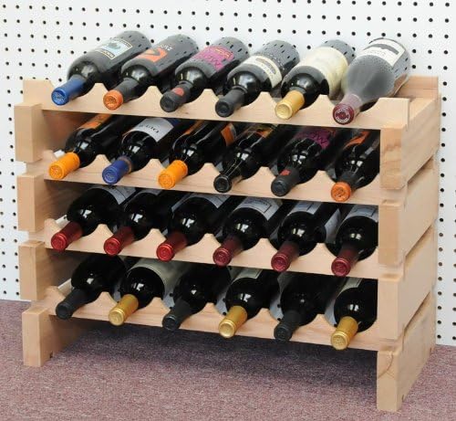 Wine Rack Wood -48 Bottles Modular Hardwood Wine Racks (6 bottles x 8 shelves = 48 Bottles)