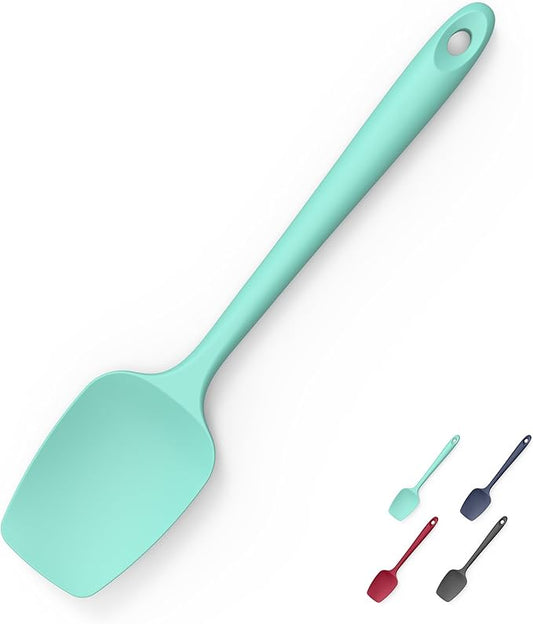 Heat Resistant Silicone Spoon Spatula, Doosu 600째F High Temp Flexible Cooking Spoons Kitchen Rubber Spoonula Scratch-Proof for Mixing Stirring Scraping Serving Non-Stick Cookware (11.4in, Aqua Sky)