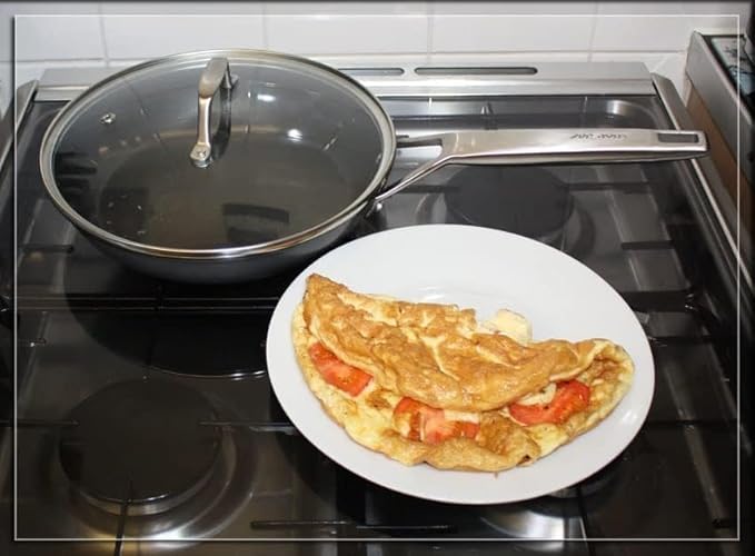 MsMk 8 1/2 Inch Small Egg Pan with Lid, Titanium and Ceramic Nonstick Omelette Pan,Scratch-resistant, Induction Egg Skillet, Oven Safe to 700째F Pan for Cooking, Dishwasher Safe