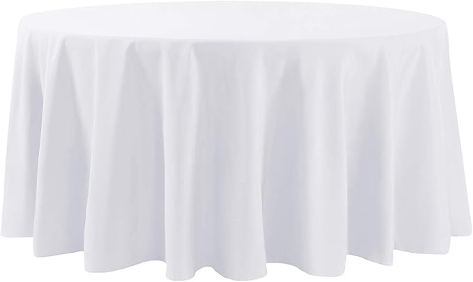Cupuamon 120 inch Round Tablecloth Washable Polyester Table Cloth Decorative Table Cover for Wedding Party Dining Banquet (120 inch,White)