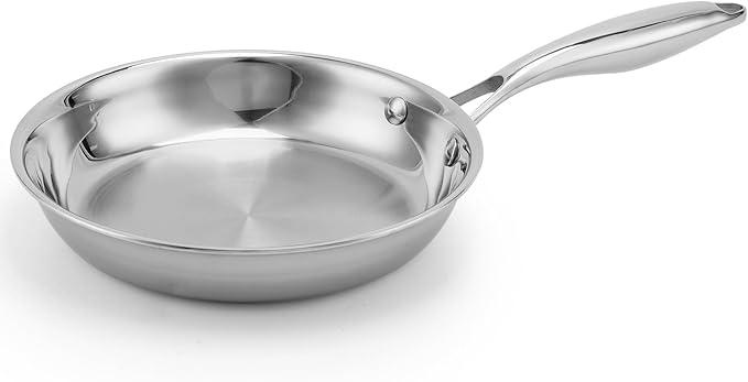 Stainless Steel Pan竊똍on-Toxic PFAS, PFOA & PTFE Free, Compatible With All Cooktops & Induction Safe, Oven Safe Pan for Searing & Saut챕ing, Long Lasting Cookware. (8.6 Inch)