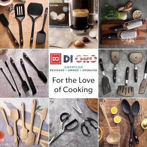 DI ORO Silicone Spoons for Cooking - Large Kitchen Spoons for Mixing, Serving, & Stirring - 600째F Heat-Resistant Non Stick Utensils ??Big Solid & Slotted Basting Spoons - Dishwasher Safe (2pc, Clay)