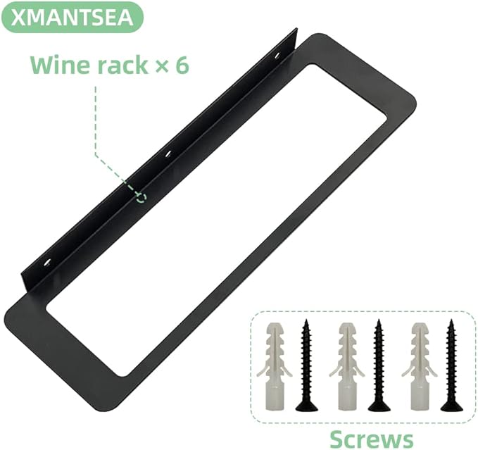 Wine Rack Wall Mounted, Black Metal Modern Wine Bottle Holder, Space Saving Wine Rack for Wall, Set of 6 (Black)