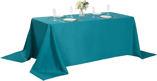 Cupuamon Rectangle Tablecloth 90x156 inch Washable Polyester Fabric Table Cloth for Wedding Party Dining Banquet Decoration（90x156, Teal）
