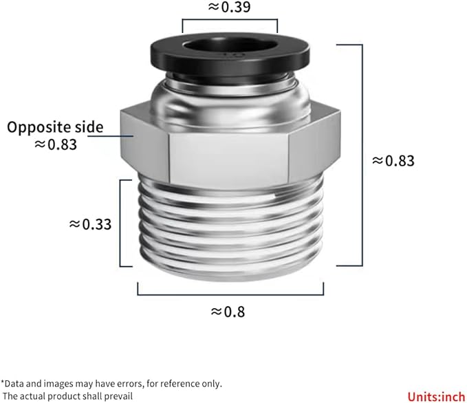 Pneumatic Black Push Connect Fittings 10mm Tube OD x 1/2 Inch NPT Air Push Connect Tools Pneumatic Hose Fittings(Pack of 5)