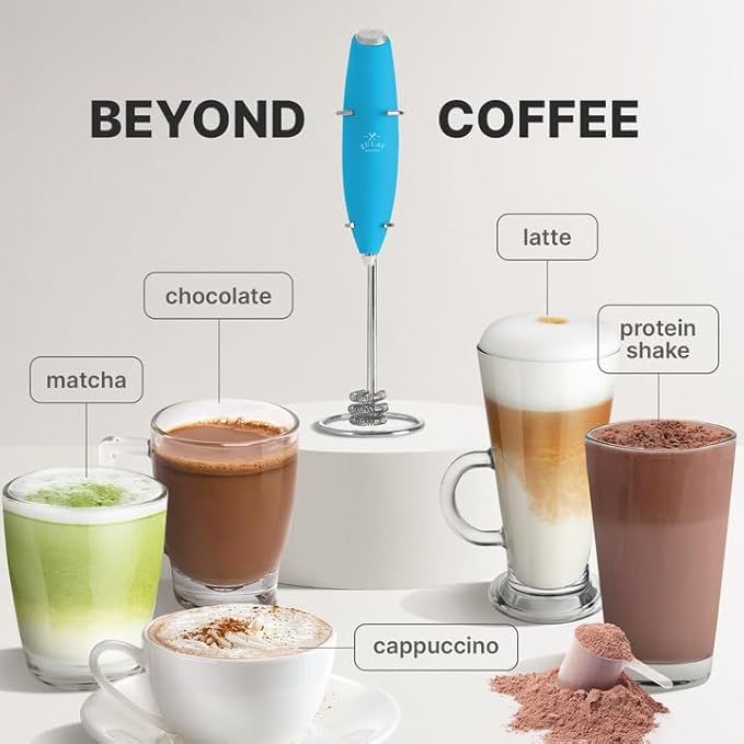 Zulay Kitchen Milk Frother with Patented Tornado Triple Whisk ??Handheld Foam Maker for Coffee, Lattes, Matcha & Hot Chocolate ??Rich, Creamy Froth in Seconds