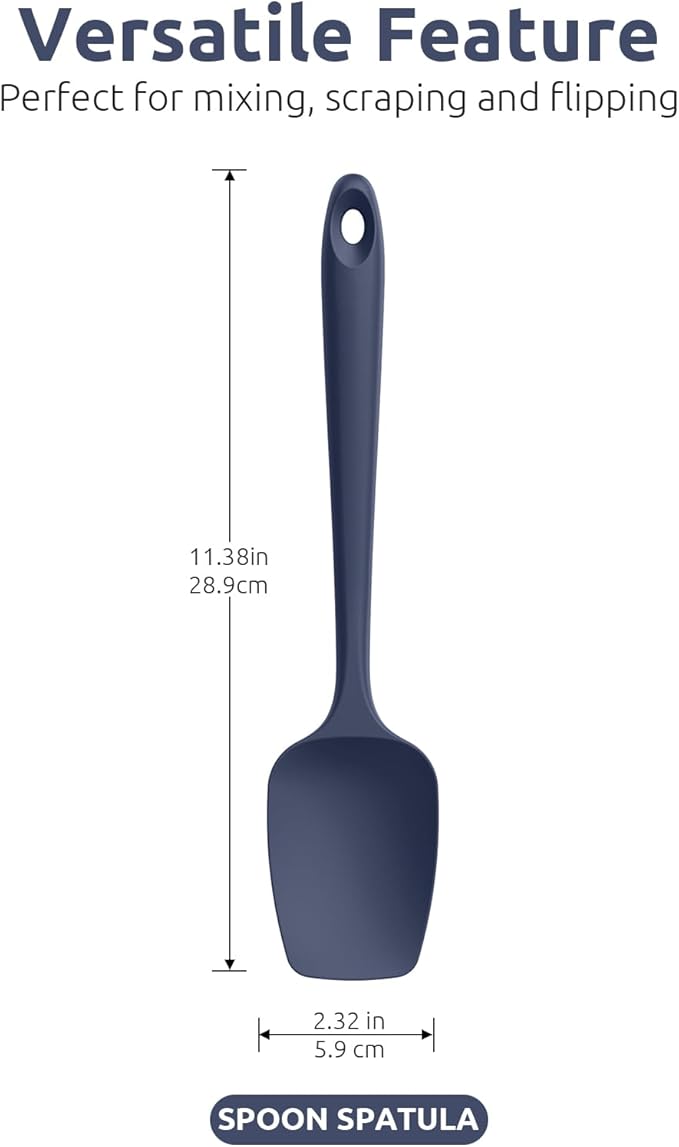 U-Taste Silicone Spoon Spatula Set, 600쨘F High Heat Resistant Food Grade Flexible Rubber Scraper, Cooking Mixing Baking Kitchen Utensils Set of 3 (Midnight Blue)