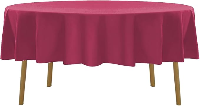Cupuamon 60 inch Round Tablecloth Washable Polyester Table Cloth Decorative Table Cover for Wedding Party Dining Banquet（60 inch,Burgundy）