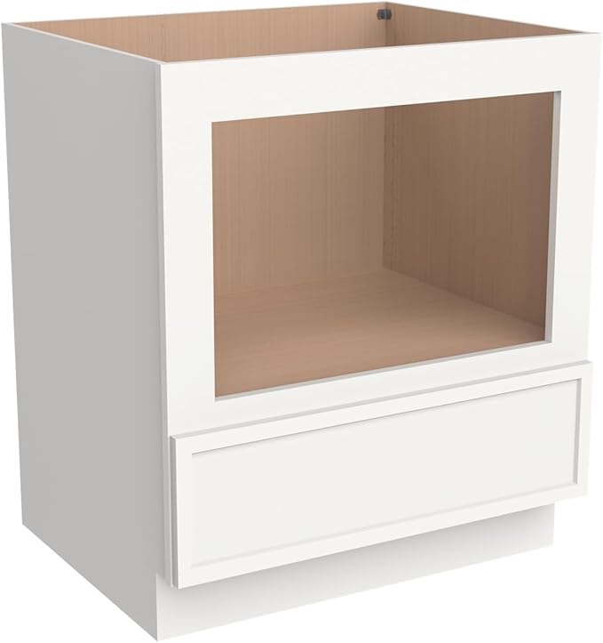 Solid Wood RTA 30" Microwave Base Cabinet,Kitchen Oven Cabinet - with 1 Full Overlay Drawer (Frame Dimension: 24''W*16''H) (Origami White -NT, 30" Width x 24" Depth x 34 1/2" Height)