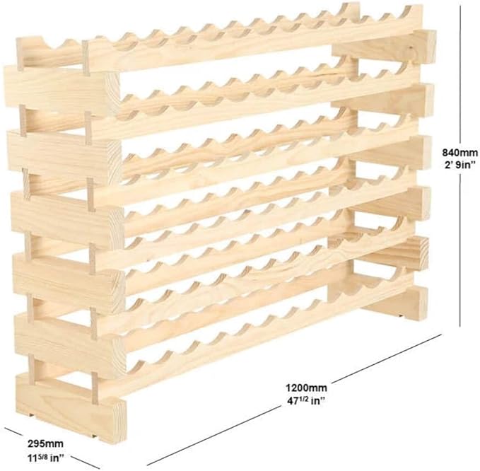 72 Bottle Wine Rack (12 Wide) Natural Pine