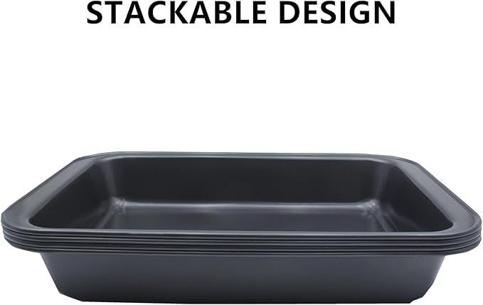 Zentriqlla 4 Pack Baking Pan, Rectangle Carbon Steel Cake Pan, 12.6 x 8.6 Inch Heavy Duty Nonstick Deep Oven Cookie Sheet Tray for Brownies, Lasagna, Sheet Cakes, Roasting Vegetables, BPA Free