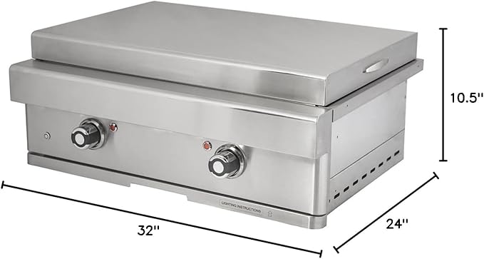 Turbo 32-inch 2-Burner Built-In Stainless Steel Teppanyaki Grill - Propane
