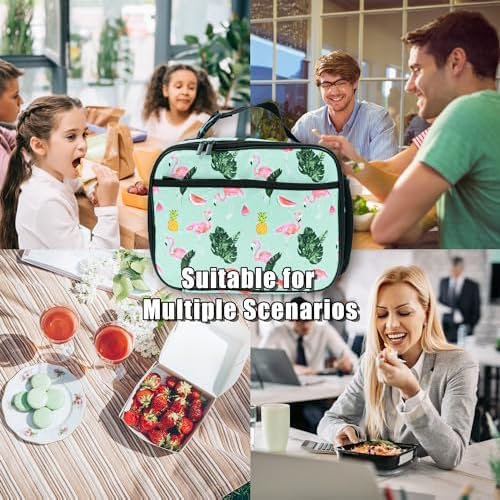Flamingos Lunch Bag Insulated Reusable Lunch Box Kids Girls Boys Cooler Thermal Tote Bag For Men Women School Work Picnic