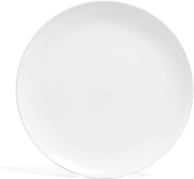 over&back Coupe Stoneware Serving Platter - Elegant 1-Piece Round Serving Platter to Complete Your Kitchen Set - 13.1" x 13.1" - Semi-Matte White