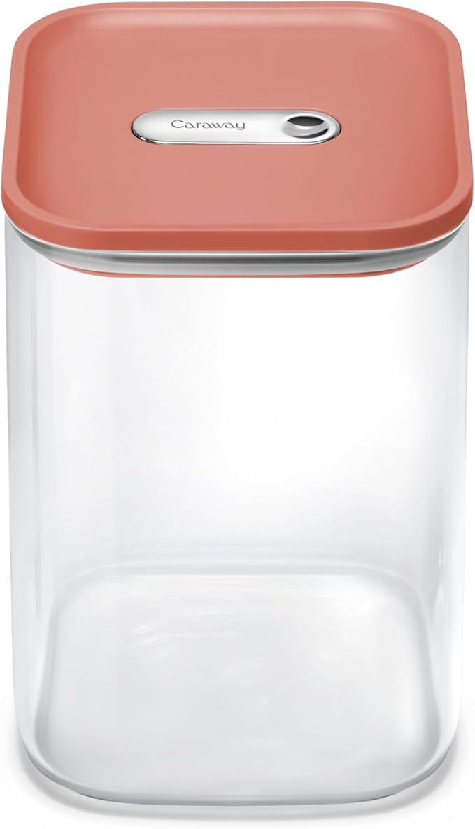 Caraway 4qt Glass Airtight Food Storage Container with Lid ??Non-Toxic, BPA-Free Kitchen Storage Container ??Stackable, Space-Saving Airtight Container for Dry Goods and More - Perracotta