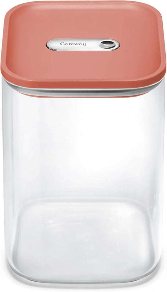 Caraway 4qt Glass Airtight Food Storage Container with Lid ??Non-Toxic, BPA-Free Kitchen Storage Container ??Stackable, Space-Saving Airtight Container for Dry Goods and More - Perracotta