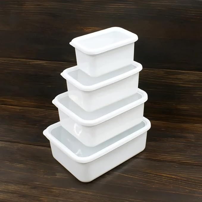 FUJIHORO JAPAN Konte Series, Enamel Deep Food Container KE-DL LW 1.9L (Large), Enamel Kitchenware, Japanese Design & Craftmanship