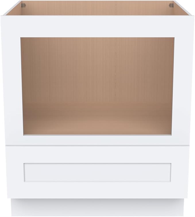 Microwave Base Cabinet ??Solid Wood Shaker Style Kitchen Storage Base Unit with Drawer & Soft-Close Doors, RTA Pantry Cupboard for Dining Room, Coffee Bar 30" W x 24" D x 34 1/2" H (White)