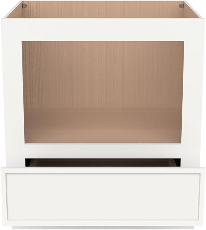 Solid Wood RTA 30" Microwave Base Cabinet,Kitchen Oven Cabinet - with 1 Full Overlay Drawer (Frame Dimension: 24''W*16''H) (Origami White -NT, 30" Width x 24" Depth x 34 1/2" Height)